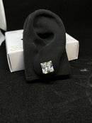 Par de Brincos de Prata 925 Quadrado 10mm com Pedra de Zircônia