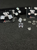 Par de Brincos de Prata 925 Quadrado 10mm com Pedra de Zircônia