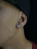 Par de Brincos de Prata 925 Quadrado 10mm com Pedra de Zircônia