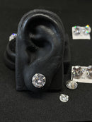 Par de Brincos De Prata 925 Redondo 12mm com Pedra de Zircônia