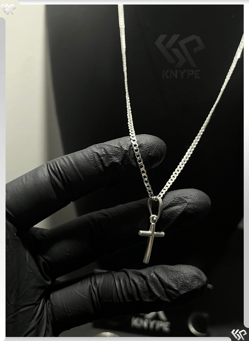 Kit Corrente Grumet Escama de Peixe 2mm 60cm  +Pulseira Escama 2mm +  Pingente de Cruz P +  Flanela Mágica