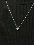 Colar Feminino  Ponto de Luz Coração 6mm 45cm Em prata 925 Legítima