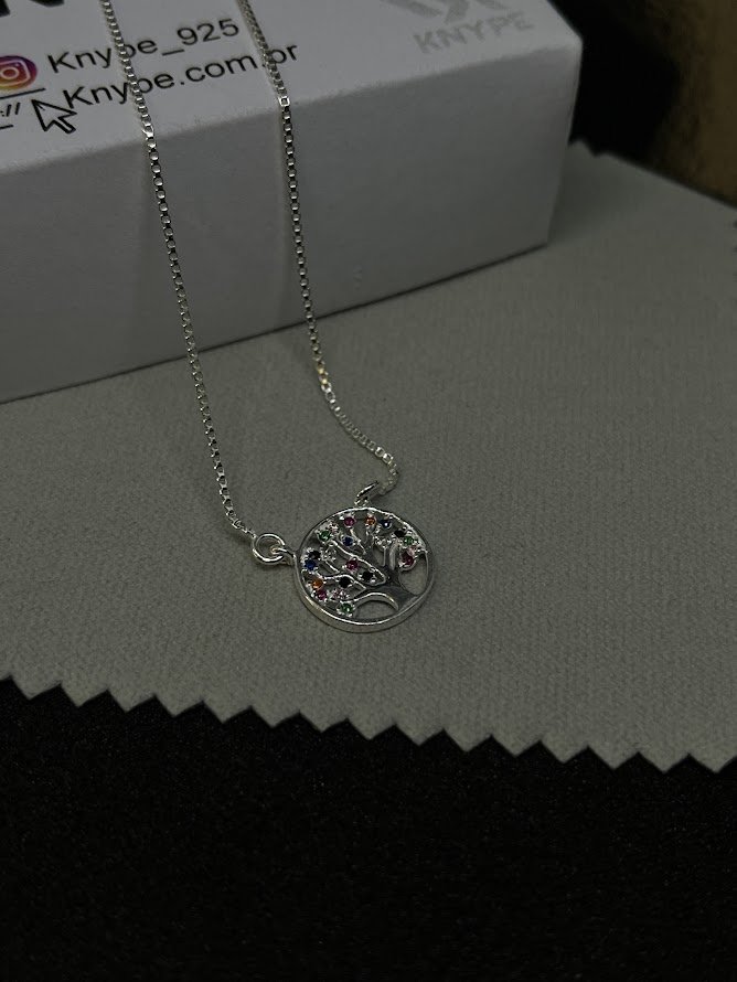 Colar Feminino Árvore 45cm Em Prata 925 Legítima