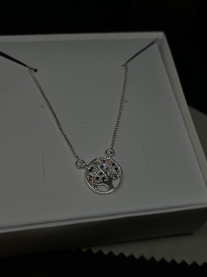 Colar Feminino Árvore 45cm Em Prata 925 Legítima