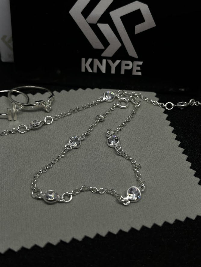 Pulseira de Luxo Feminina 3 Pedras Zirconia Em Prata 925 Legítima + Flanela Mágica