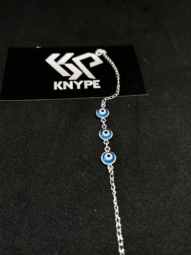 Pulseira Feminina Olho Grego em Prata 925 Legítima + Flanela Mágica