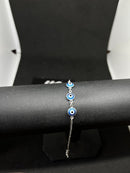 Pulseira Feminina Olho Grego em Prata 925 Legítima + Flanela Mágica