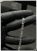 Pulseira 3x1 Fígaro 5mm 21cm Em Prata 925 Legítima + Flanela Mágica