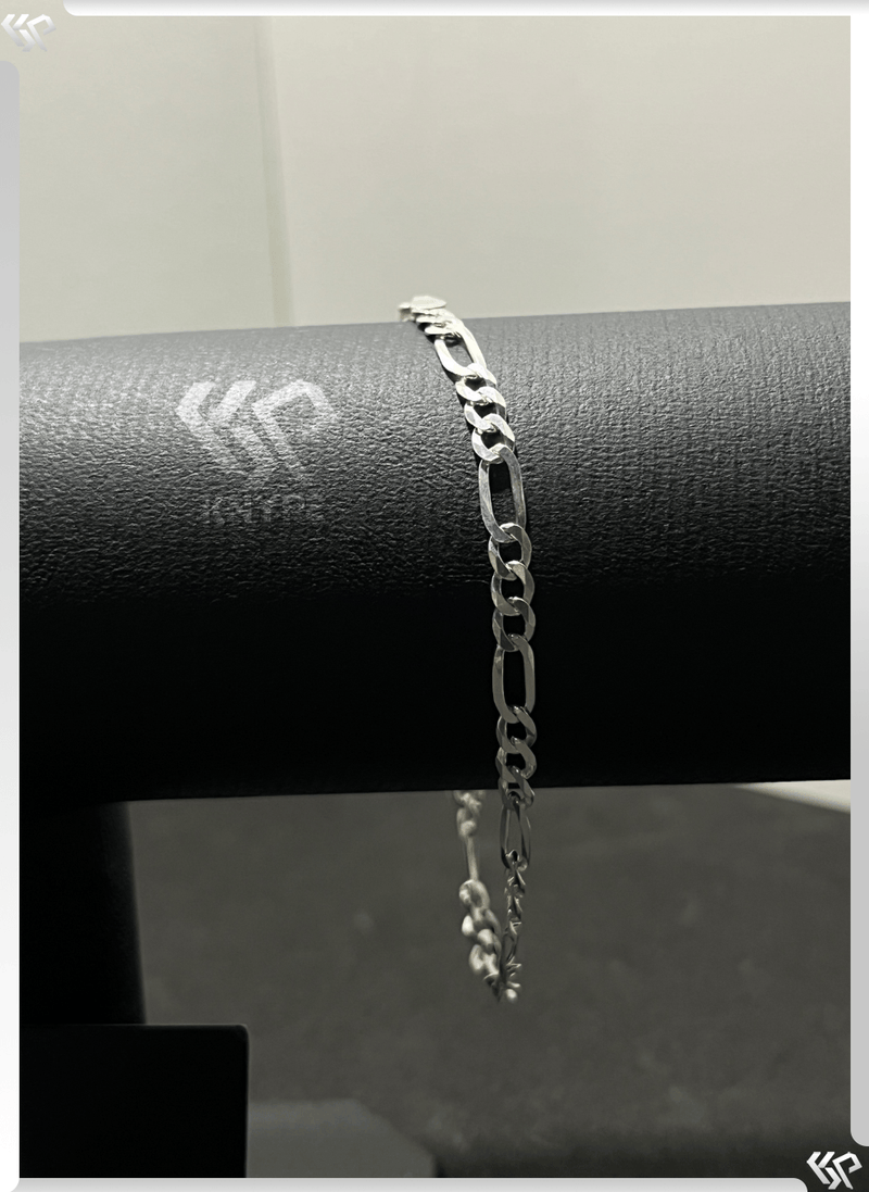 Pulseira 3x1 Fígaro 5mm 21cm Em Prata 925 Legítima + Flanela Mágica