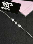 Pulseira Feminina 3 Corações Zircônia Transparentes Em Prata 925 Legítima