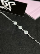 Pulseira Feminina 3 Corações Zircônia Transparentes Em Prata 925 Legítima