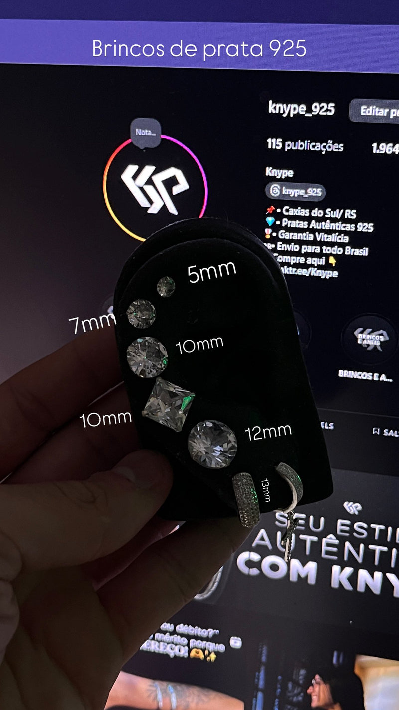 Par de Brincos De Prata 925 Redondo 10mm