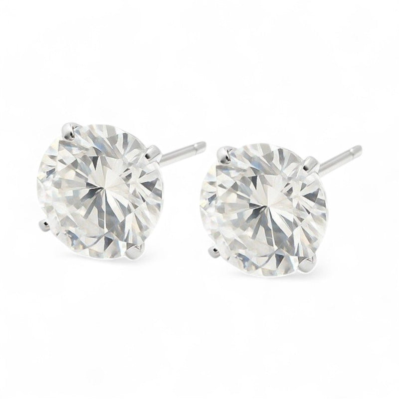 Par de Brincos De Prata 925 Redondo 12mm com Pedra de Zircônia