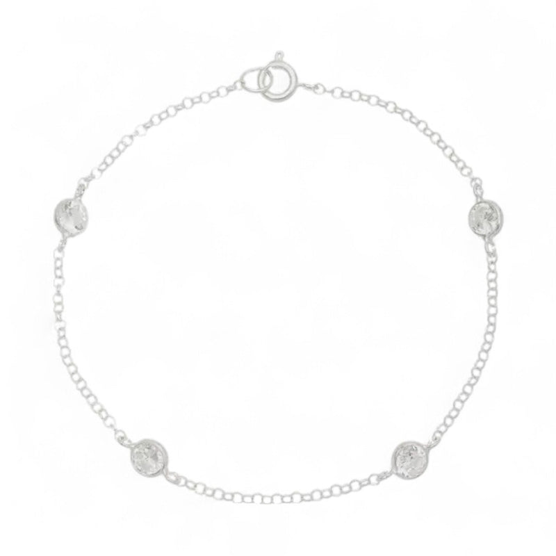 Pulseira de Luxo Feminina 3 Pedras Zirconia Em Prata 925 Legítima + Flanela Mágica