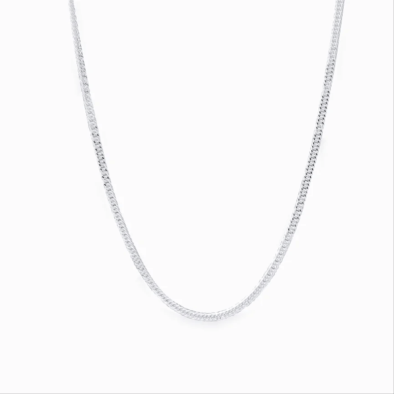 Corrente Grumet Escama de Peixe Dupla 3mm 60cm Em Prata 925 Legítima + Flanela Mágica