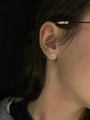 Par de Brincos  Coração 6mm com Pedra de Zircônia