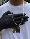 Corrente Grumet Escama de Peixe Dupla 3mm 60cm Em Prata 925 Legítima + Flanela Mágica