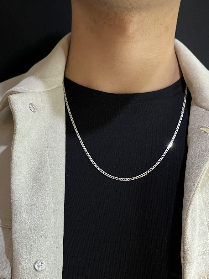 Corrente Grumet Escama de Peixe 2mm 60cm em Prata 925 Legitima + Flanela Mágica