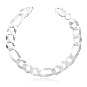 Pulseira 3x1 Fígaro 9mm 21cm Em Prata 925 Legítima + Flanela Mágica