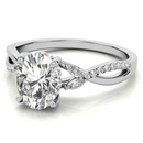 Anel Feminino Delicado com Pedra Central Oval Zirconia Iterlaçado Cravejado – Prata 925