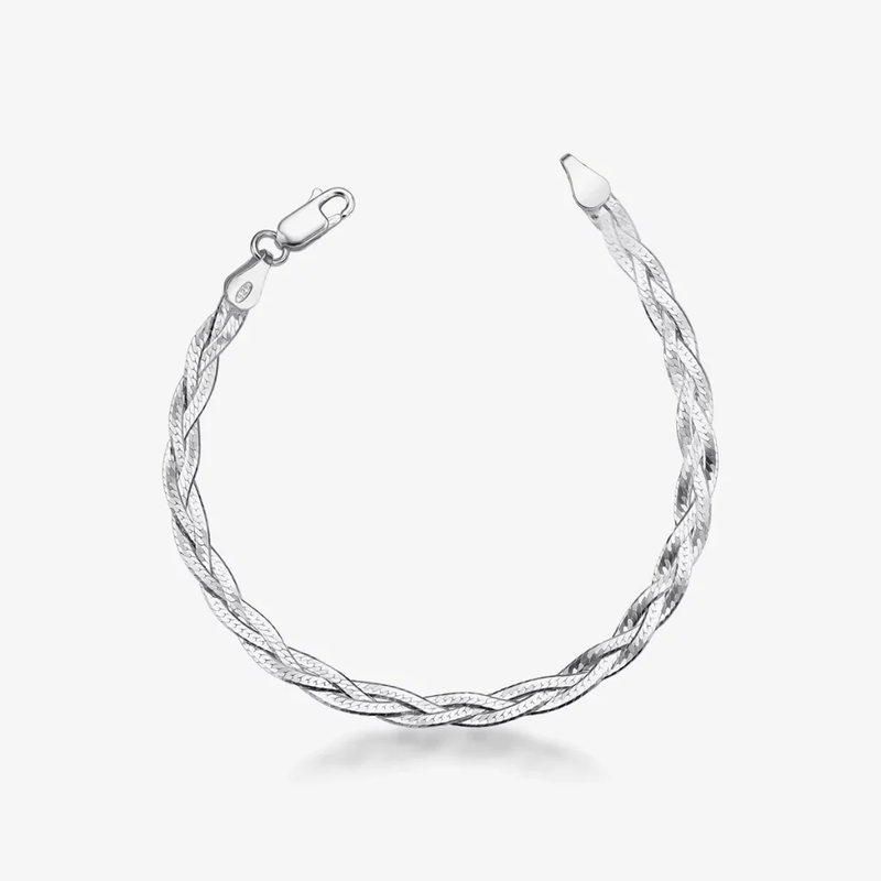 Pulseira Feminina Trançado Elegance 3 Fios em Prata 925 legitima + Flanela Mágica