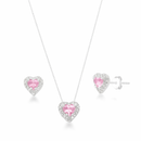 Conjunto Colar + Brincos de Coração Cravejado Rosa Em Prata 925 Legítima + Flanela Mágica (Cópia) (Cópia)