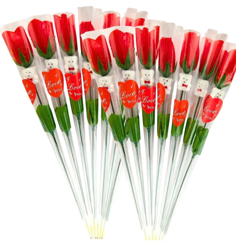 Rosa e Urso com frase I love You