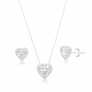 Conjunto Colar + Brincos de Coração Cravejado Cristal Em Prata 925 Legítima + Flanela Mágica (Cópia) (Cópia) (Cópia)