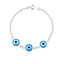 Pulseira Feminina Olho Grego em Prata 925 Legítima + Flanela Mágica