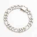 Pulseira 3x1 Fígaro 10mm 21cm Fecho Gaveta  Em Prata 925 Legítima + Flanela Mágica