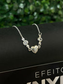 Pulseira Feminina Coração com Pedras de Zircônia Em Prata 925 Legítima + Flanela Mágica
