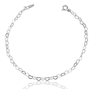 Pulseira de Luxo Feminina Elo Coração Em Prata 925 Legítima + Flanela Mágica