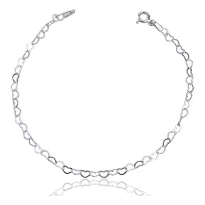 Pulseira de Luxo Feminina Elo Coração Em Prata 925 Legítima + Flanela Mágica