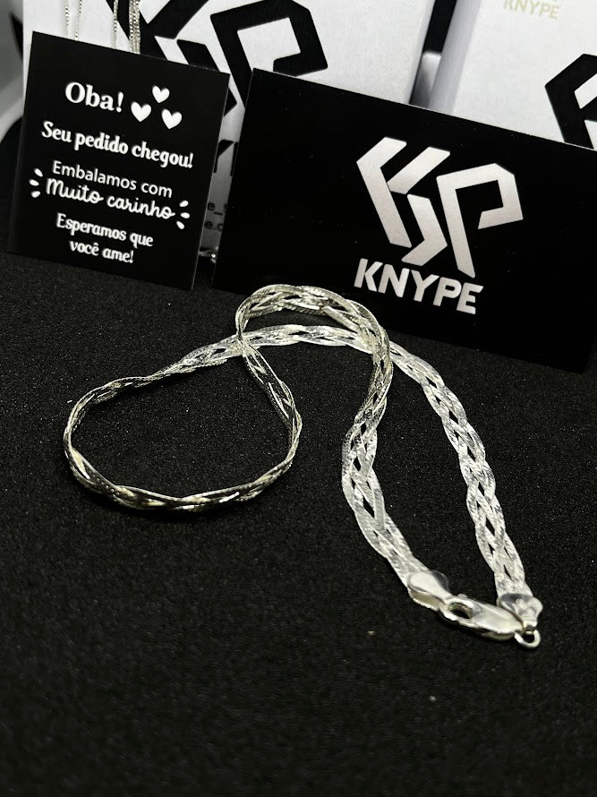 Colar Feminino Trançado Elegance 4 Fios 40cm Em Prata 925 Legítima