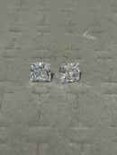 Par de Brincos De Prata 925 Quadrado 12mm com Pedra de Zircônia