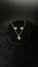 Conjunto Colar + Brincos de Redondo Cravejado Verde Em Prata 925 Legítima + Flanela Mágica (Cópia) (Cópia) (Cópia) (Cópia)