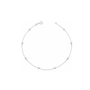 Tornozeleira Feminina Bolinhas Em Prata 925 Legítima + Flanela Mágica