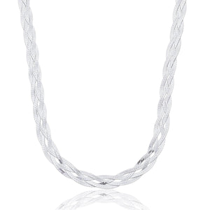 Colar Feminino Trançado Elegance 4 Fios 40cm Em Prata 925 Legítima