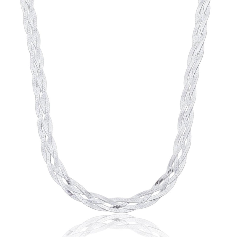 Colar Feminino Trançado Elegance 4 Fios 40cm Em Prata 925 Legítima