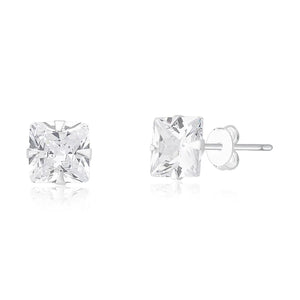 Par de Brincos De Prata 925 Quadrado 8mm