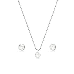 Conjunto Colar + Brincos de Bolinha Ponto de Luz 45cm Em Prata 925 Legítima + Flanela Mágica