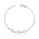 Pulseira Feminina 3 Corações Zircônia Transparentes Em Prata 925 Legítima