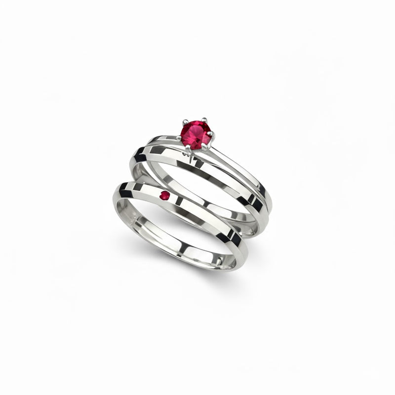 Par de Alianças Knype Rubi 2mm + Gravação de Nomes como Brinde